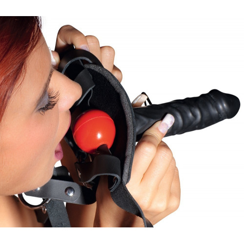 Zado LeatherHead Harness With Dildo - Maschera...