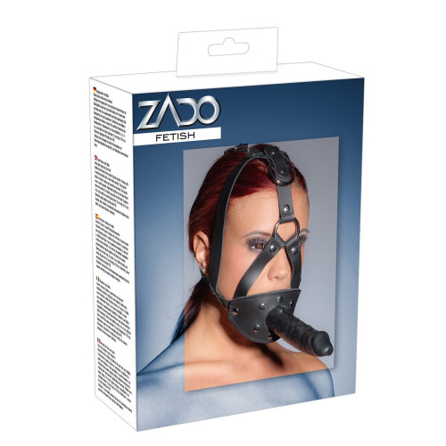 Zado LeatherHead Harness With Dildo - Maschera...