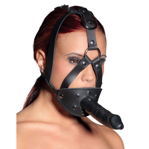 Zado LeatherHead Harness With Dildo - Maschera...