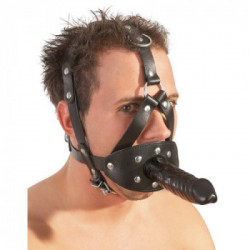 Zado LeatherHead Harness With Dildo - Maschera Costrittiva con Dildo