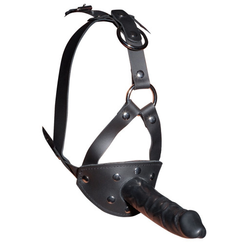 Zado LeatherHead Harness With Dildo - Maschera...
