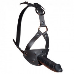 Zado LeatherHead Harness With Dildo - Maschera Costrittiva con Dildo