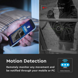 V-TAC Camera di Videosorveglianza Interno IP WiFi PTZ 2MP 1080px Visione Notturna Sensore Movimento Autotrack 2 Canali Audio SD 