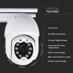 V-TAC Camera di Videosorveglianza da esterno Wifi IP65 Luci LED 3MP
