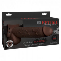 Fetish Fantasy Series - Strap On con Dildo Realistico, con Testicoli, Eiaculazione, Lungo, Scuro