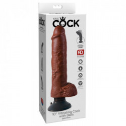 King Cock KC 10 - Dildo Realistico con Testicoli e Ventosa, Vibrazione, Lunghezza Totale 20,5 cm, Ø 5,7 cm, Richiede Batterie
