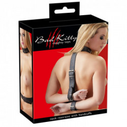 Bad Kitty Neck Restraint With Handcuffs - Collare con Polsini