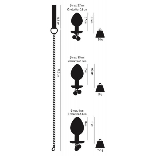 Orion Butt - Plug Anale, Set 4 Pz, Guinzaglio,...
