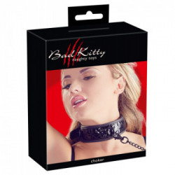 Bad Kitty - Collare con Guinzaglio, Nero, Polsino da Collo