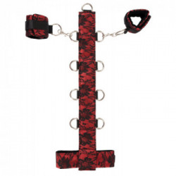 Bad Kitty Collar - Set con Polsino, Barra ad Anelli, Manette, Sensuale, Rosso e Pizzo Nero