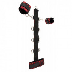 Bad Kitty Collar - Set con Polsino, Barra ad Anelli, Manette, Sensuale, Rosso e Pizzo Nero