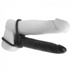 Anal Fantasy - Anello per il Pene con Dildo Realistico, Silicone, Nero, Lungo, Punta Affusolata