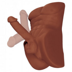 PDX Plus - Masturbatore a Torso Maschile, Pene Realistico, Carnagione Scura, Stimolante