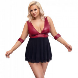Cottelli Curves Babydoll Bondage - Babydoll Bondage, Rosso e Nero, Taglia 3XL