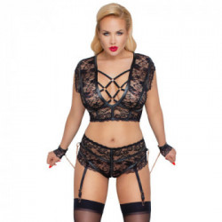 Cottelli Collection - Completino Intimo, Taglia XL, Set Bondage , Pizzo Nero
