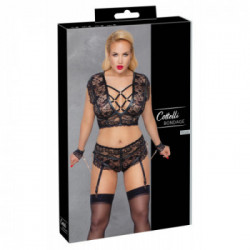 Cottelli Collection - Completino Intimo, Taglia 3XL, Set Bondage, Pizzo Nero