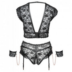 Cottelli Collection - Completino Intimo, Taglia 3XL, Set Bondage, Pizzo Nero