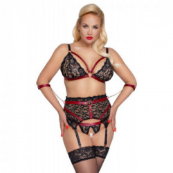 Cottelli Collection - Completino Intimo, Taglia 3XL, Set Bondage, Pizzo Nero