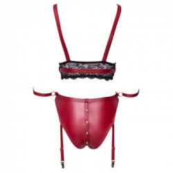 Cottelli Collection - Completino Intimo, Taglia M, Pizzo Nero, Look Rosso