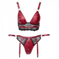 Cottelli Collection - Completino Intimo, Taglia L, Pizzo Nero, Look Rosso