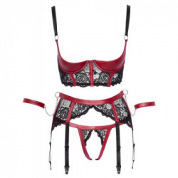 Cottelli Collection - Completino Intimo, Taglia S, Pizzo Nero, Look Rosso