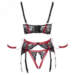 Cottelli Collection - Completino Intimo, Taglia M, Pizzo Nero, Look Rosso