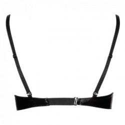 Black Level Vinyl Bra - Reggiseno, Vernice Nera, Chiusura a Gancio, Regolabile, Taglia 80/B