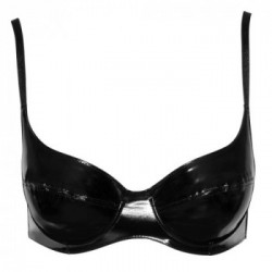 Black Level Vinyl Bra - Reggiseno, Vernice Nera, Chiusura a Gancio, Regolabile, Taglia 80/D