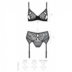 Passion Primula - Set Intimo, Taglia S/M, Pizzo Nero, Provocante