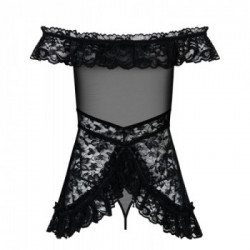 Obsessive - Babydoll, Nero, Taglia S/M, Pizzo Nero, Trasparente