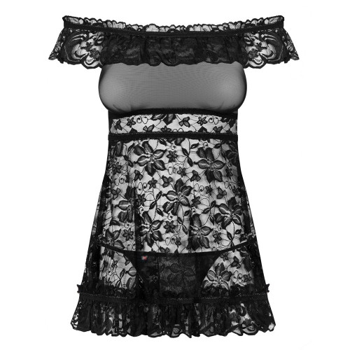 Obsessive - Babydoll, Nero, Taglia L/XL, Pizzo...
