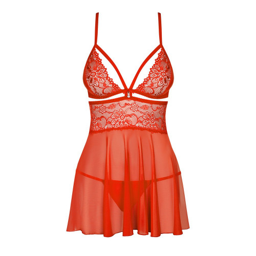 Obsessive - Babydoll, Rosso, Taglia S/M, Pizzo...