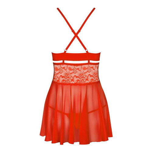 Obsessive - Babydoll, Rosso, Taglia S/M, Pizzo...