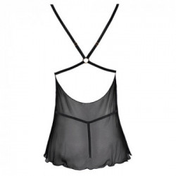 Cottelli Lingerie - Completino Babydoll, Nero, Taglia L, Pizzo Nero, Trasparente