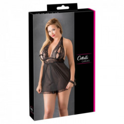 Cottelli Curves - Babydoll, Nero, Taglia, 2XL, Pizzo, Trasparente