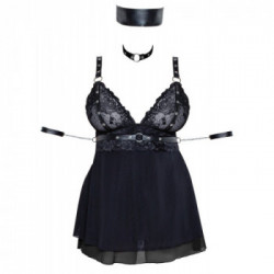 Cottelli - Babydoll Bondage, Taglia 3XL, Nero, Pizzo, Catene