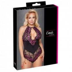 Cottelli Curves - Body, Taglia 2XL, Pizzo Nero, Inserti Viola, Seducente
