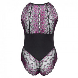 Cottelli Curves - Body, Taglia 4XL, Pizzo Nero, Inserti Viola, Seducente