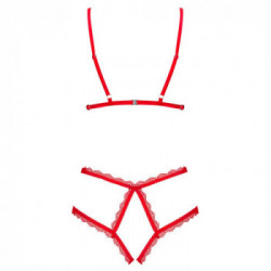 Obsessive - Body di Natale, Taglia 2XL, Rosso, Intrigante, Cinghie Regolabili, Piume Bianche