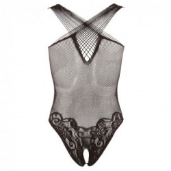 NoXqse - Body, Taglia S-L, Erotico, Pizzo Nero, Cavallo Aperto