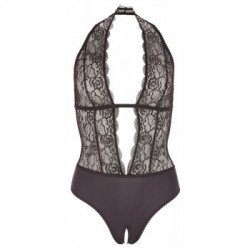 Cottelli Lingerie - Body, Taglia S, Pizzo Nero, Cavallo Aperto