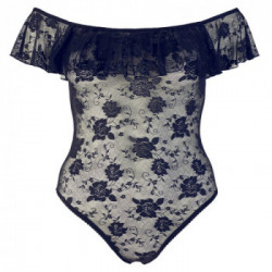 Cottelli Curves - Body, Taglia L, Monopezzo, Trasparente, Pizzo Nero