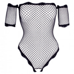 NoXqse Net Body - Body a Rete, Nero, Provocante, Eleganti Rifiniture, Taglia S-L