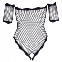 NoXqse Net Body - Body a Rete, Nero, Provocante, Eleganti Rifiniture, Taglia S-L