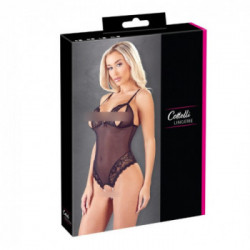 Cottelli Lingerie - Body Nero, Taglia L, Pizzo Nero, Semitrasparente