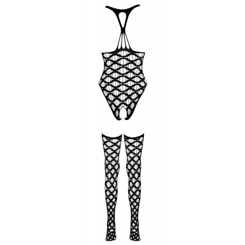 NoXqse - Body a Rete con Calze, Nero, Taglia...