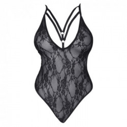 Cottelli Lingerie - Body Nero Trasparente, Taglia M, Pizzo Nero, Provocante