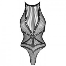 NoXqse - Body Nero Trasparente con Zip, Taglia S-L, Struttura a Rete, Sensuale