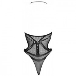 NoXqse - Body Nero Trasparente con Zip, Taglia S-L, Struttura a Rete, Sensuale