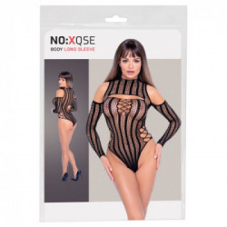 NoXqse - Body Nero Trasparente con Zip, Taglia S-L, Struttura a Rete, Eccitante
